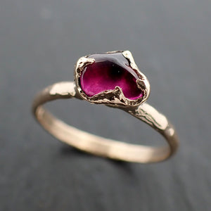 Garnet tumbled red 14k Rose gold Solitaire gemstone ring 3485