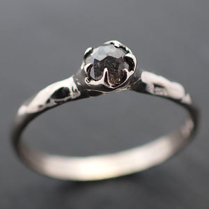 Fancy cut salt and pepper Diamond Solitaire Engagement Ring 14k White Gold Rough Diamond ring byAngeline 3495
