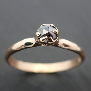 Fancy cut salt and pepper Diamond Solitaire Engagement 14k yellow Gold Wedding Ring byAngeline 3499