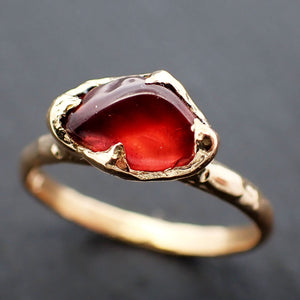Sapphire tumbled yellow 18k gold Solitaire red tumbled gemstone ring 3508