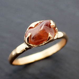 Sapphire tumbled yellow 18k gold Solitaire orange tumbled gemstone ring 3512