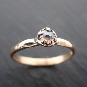 Fancy cut salt and pepper Diamond Solitaire Engagement 14k yellow Gold Wedding Ring byAngeline 3517