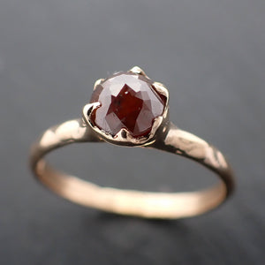 Fancy cut coral orange Diamond Solitaire Engagement 14k yellow Gold Wedding Ring byAngeline 3521