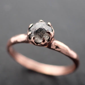 Fancy cut Salt and pepper Solitaire Diamond Engagement 14k Rose Gold Wedding Ring byAngeline 3523