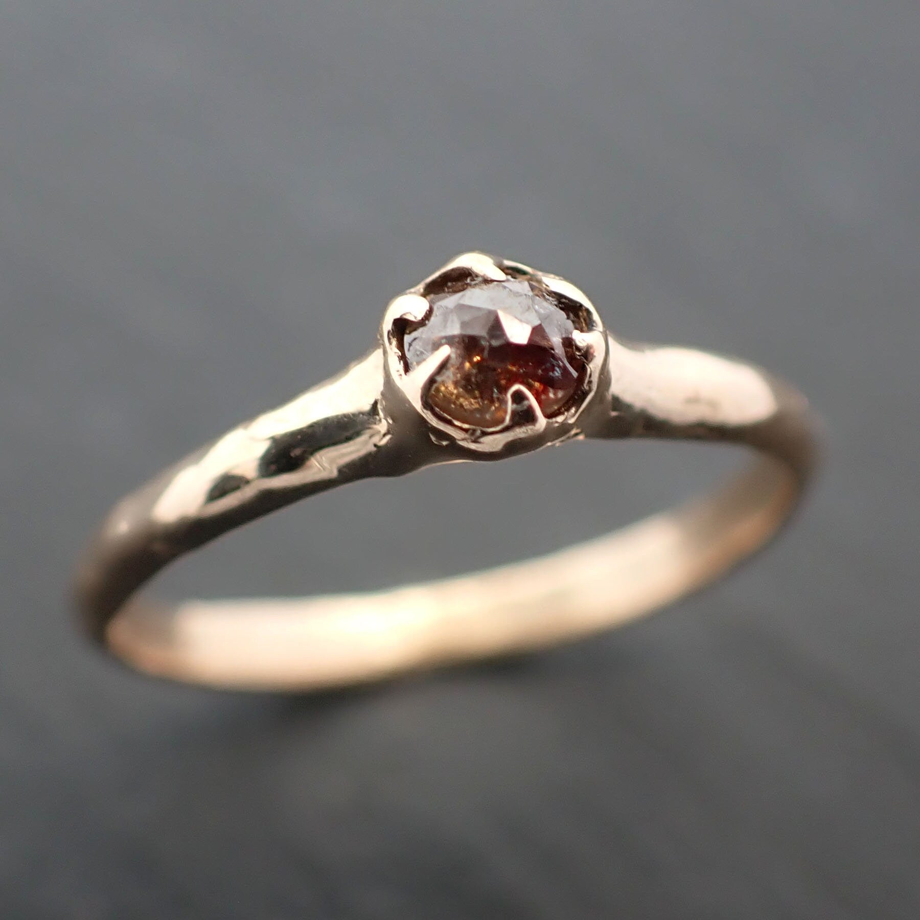 Fancy cut orange Diamond Solitaire Engagement 14k yellow Gold Wedding Ring byAngeline 3502