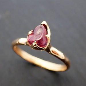 Sapphire tumbled yellow 18k gold Solitaire pink tumbled gemstone ring 3509