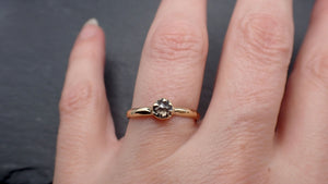 Fancy cut salt and pepper Diamond Solitaire Engagement 14k yellow Gold Wedding Ring byAngeline 3517