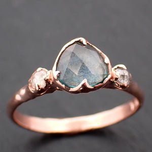 Fancy cut Montana Sapphire Diamond 14k Rose Gold Engagement Ring Wedding Ring blue Gemstone Ring Multi stone Ring C3525