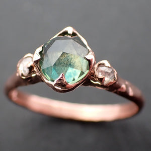 Fancy cut Montana Sapphire Diamond 14k Rose Gold Engagement Ring Wedding Ring blue Gemstone Ring Multi stone Ring 3526