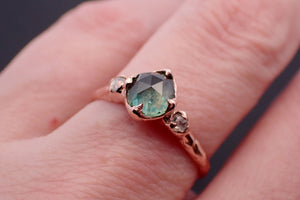 Fancy cut Montana Sapphire Diamond 14k Rose Gold Engagement Ring Wedding Ring blue Gemstone Ring Multi stone Ring 3526