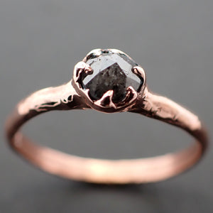 Fancy cut Salt and pepper Solitaire Diamond Engagement 14k Rose Gold Wedding Ring byAngeline 3529