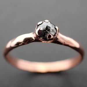 Fancy cut Salt and pepper Solitaire Diamond Engagement 14k Rose Gold Wedding Ring byAngeline 3531