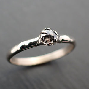 Faceted Fancy cut salt and pepper Diamond Solitaire Engagement 14k White Gold Wedding Ring byAngeline 3533