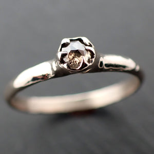 Faceted Fancy cut Champagne salt and pepper Diamond Solitaire Engagement 14k White Gold Wedding Ring byAngeline 3534