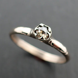 Faceted Fancy cut Champagne salt and pepper Diamond Solitaire Engagement 14k White Gold Wedding Ring byAngeline 3534