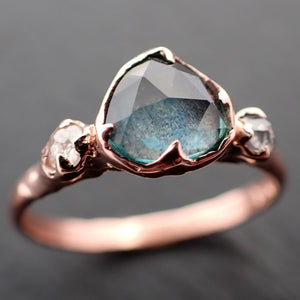 Fancy cut Montana Sapphire Diamond 14k Rose Gold Engagement Ring Wedding Ring blue Gemstone Ring Multi stone Ring C3525