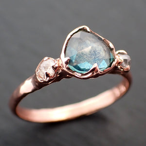 Fancy cut Montana Sapphire Diamond 14k Rose Gold Engagement Ring Wedding Ring blue Gemstone Ring Multi stone Ring 3525