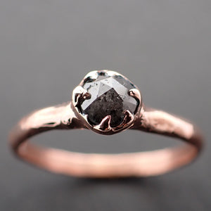 Fancy cut Salt and pepper Solitaire Diamond Engagement 14k Rose Gold Wedding Ring byAngeline 3529