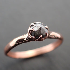 Fancy cut Salt and pepper Solitaire Diamond Engagement 14k Rose Gold Wedding Ring byAngeline 3529