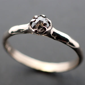 Faceted Fancy cut salt and pepper Diamond Solitaire Engagement 14k White Gold Wedding Ring byAngeline 3533