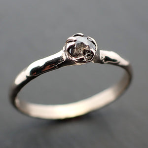 Faceted Fancy cut salt and pepper Diamond Solitaire Engagement 14k White Gold Wedding Ring byAngeline 3533