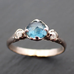 Fancy cut blue Montana Sapphire and fancy Diamonds 14k White Gold Engagement Wedding Ring Gemstone Ring Multi stone Ring 3536