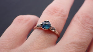 Fancy cut blue Montana Sapphire and fancy Diamonds 14k White Gold Engagement Wedding Ring Gemstone Ring Multi stone Ring 3537