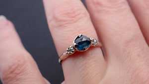 Fancy cut blue Montana Sapphire and fancy Diamonds 14k White Gold Engagement Wedding Ring Gemstone Ring Multi stone Ring 3537