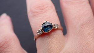 Fancy cut blue Montana Sapphire and fancy Diamonds 14k White Gold Engagement Wedding Ring Gemstone Ring Multi stone Ring 3537