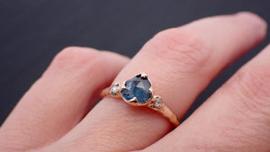 Fancy cut blue Montana Sapphire and fancy cut Diamonds 18k Yellow Gold Engagement Wedding Ring Gemstone Ring Multi stone Ring 3538