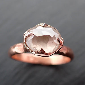 Faceted Fancy cut white Diamond Solitaire Engagement 14k Rose Gold Wedding Ring byAngeline 3540