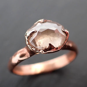 Faceted Fancy cut white Diamond Solitaire Engagement 14k Rose Gold Wedding Ring byAngeline 3540