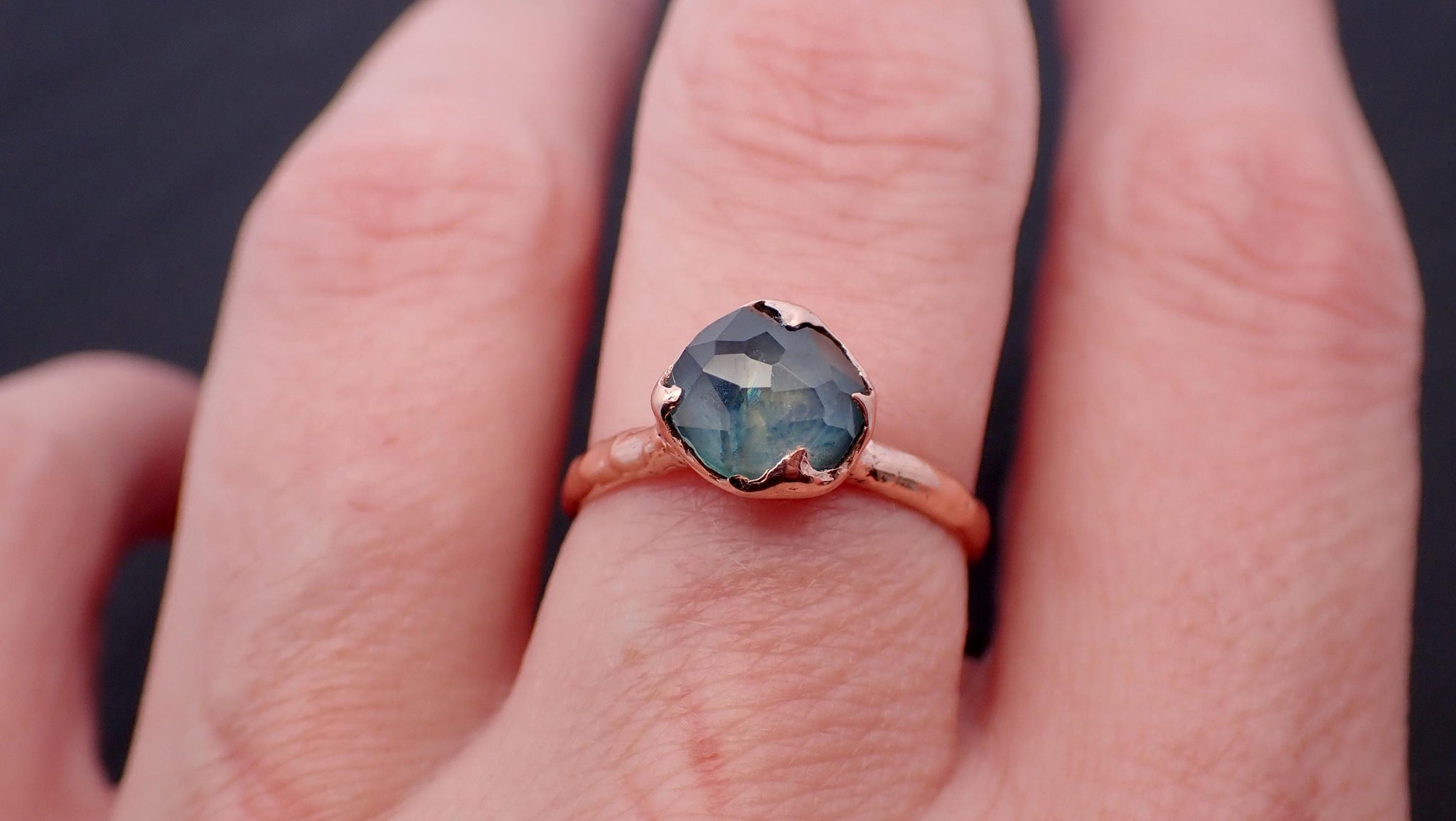 Fancy cut Montana blue Sapphire Rose gold Solitaire Ring Gold Gemstone Engagement Ring 3542