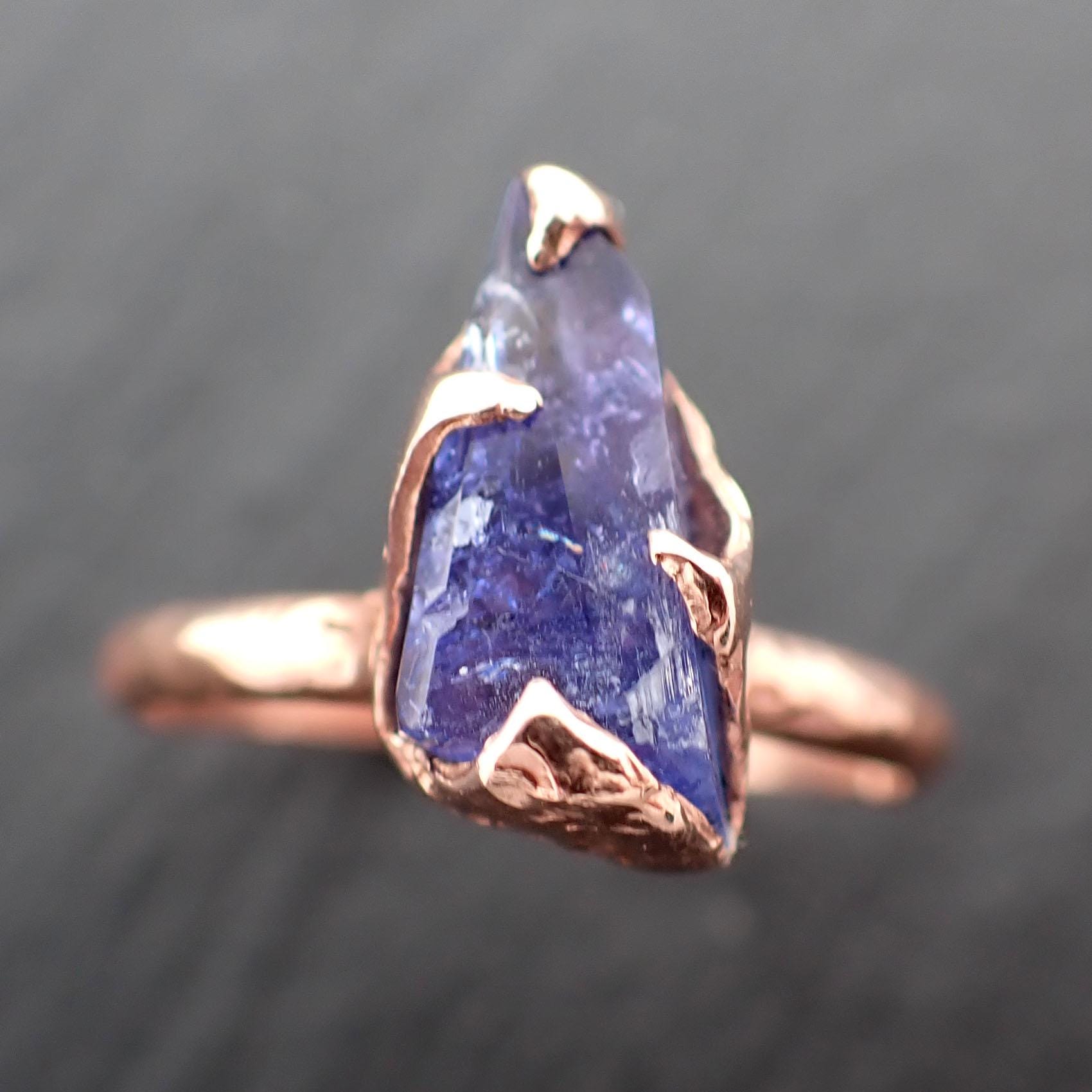 Raw Tanzanite Crystal Solitaire 14k recycled Rose Gold Ring Gemstone cocktail statement byAngeline 3543