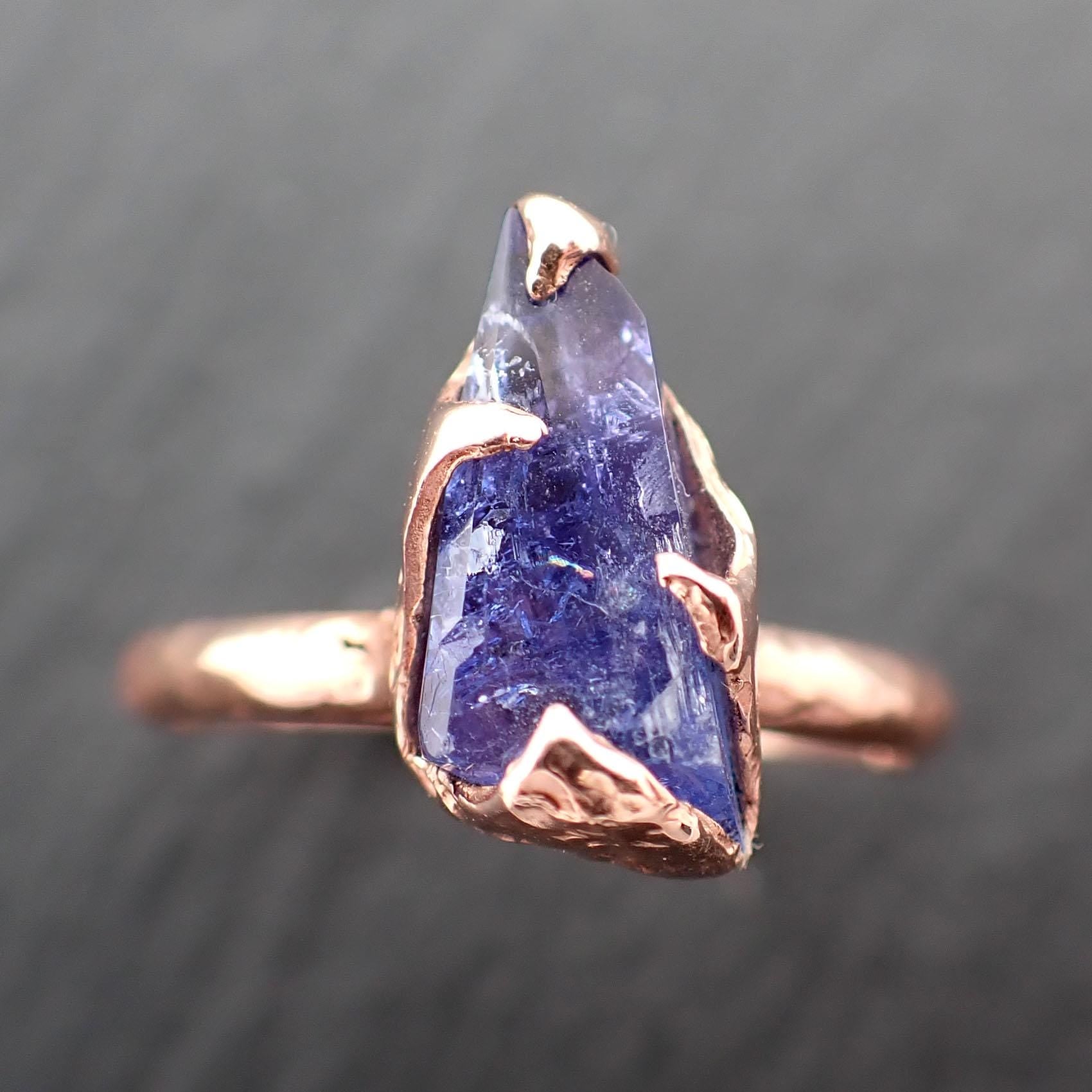 Raw Tanzanite Crystal Solitaire 14k recycled Rose Gold Ring Gemstone cocktail statement byAngeline 3543