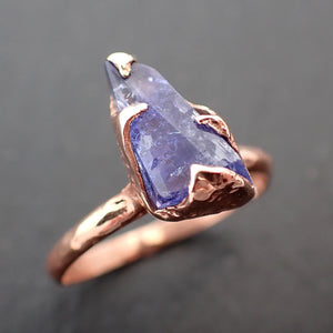 Raw Tanzanite Crystal Solitaire 14k recycled Rose Gold Ring Gemstone cocktail statement byAngeline 3543