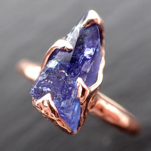 Raw Tanzanite Crystal Solitaire 14k recycled Rose Gold Ring Gemstone cocktail statement byAngeline 3543