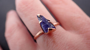 Raw Tanzanite Crystal Solitaire 14k recycled Rose Gold Ring Gemstone cocktail statement byAngeline 3543