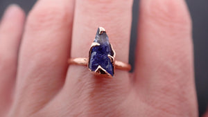 Raw Tanzanite Crystal Solitaire 14k recycled Rose Gold Ring Gemstone cocktail statement byAngeline 3543