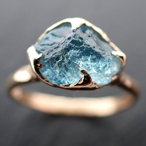 Raw uncut Aquamarine Solitaire Rose Gold Ring Custom One Of a Kind Gemstone Ring Bespoke byAngeline 3544