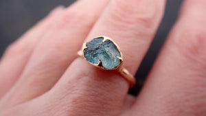 Raw uncut Aquamarine Solitaire Rose Gold Ring Custom One Of a Kind Gemstone Ring Bespoke byAngeline 3544