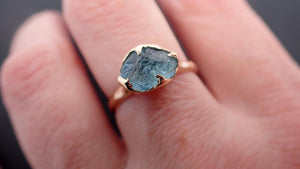 Raw uncut Aquamarine Solitaire Rose Gold Ring Custom One Of a Kind Gemstone Ring Bespoke byAngeline 3544