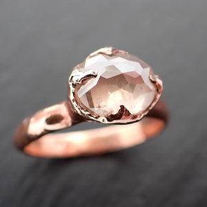 Faceted Fancy cut white Diamond Solitaire Engagement 14k Rose Gold Wedding Ring byAngeline 3540