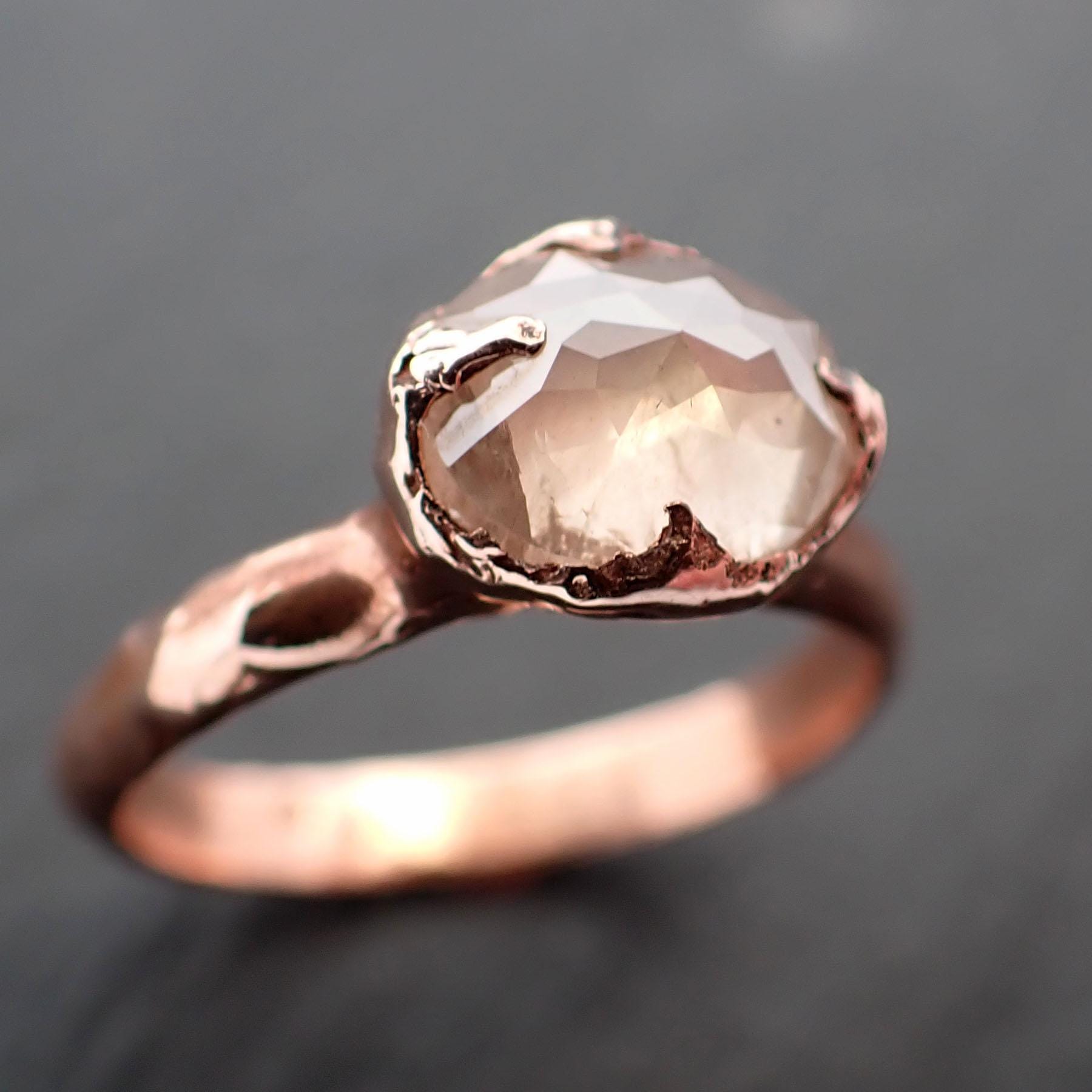 Faceted Fancy cut white Diamond Solitaire Engagement 14k Rose Gold Wedding Ring byAngeline 3540