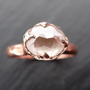 Faceted Fancy cut white Diamond Solitaire Engagement 14k Rose Gold Wedding Ring byAngeline 3540