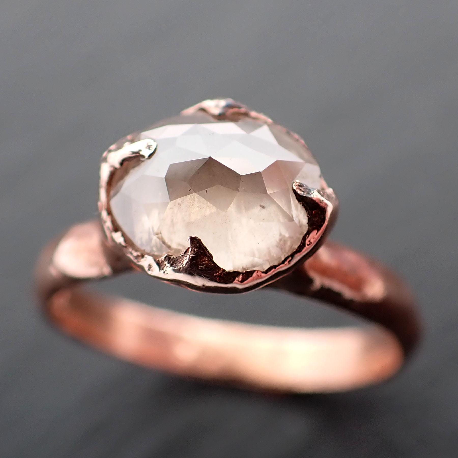 Faceted Fancy cut white Diamond Solitaire Engagement 14k Rose Gold Wedding Ring byAngeline 3540