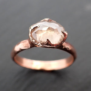 Faceted Fancy cut white Diamond Solitaire Engagement 14k Rose Gold Wedding Ring byAngeline 3540