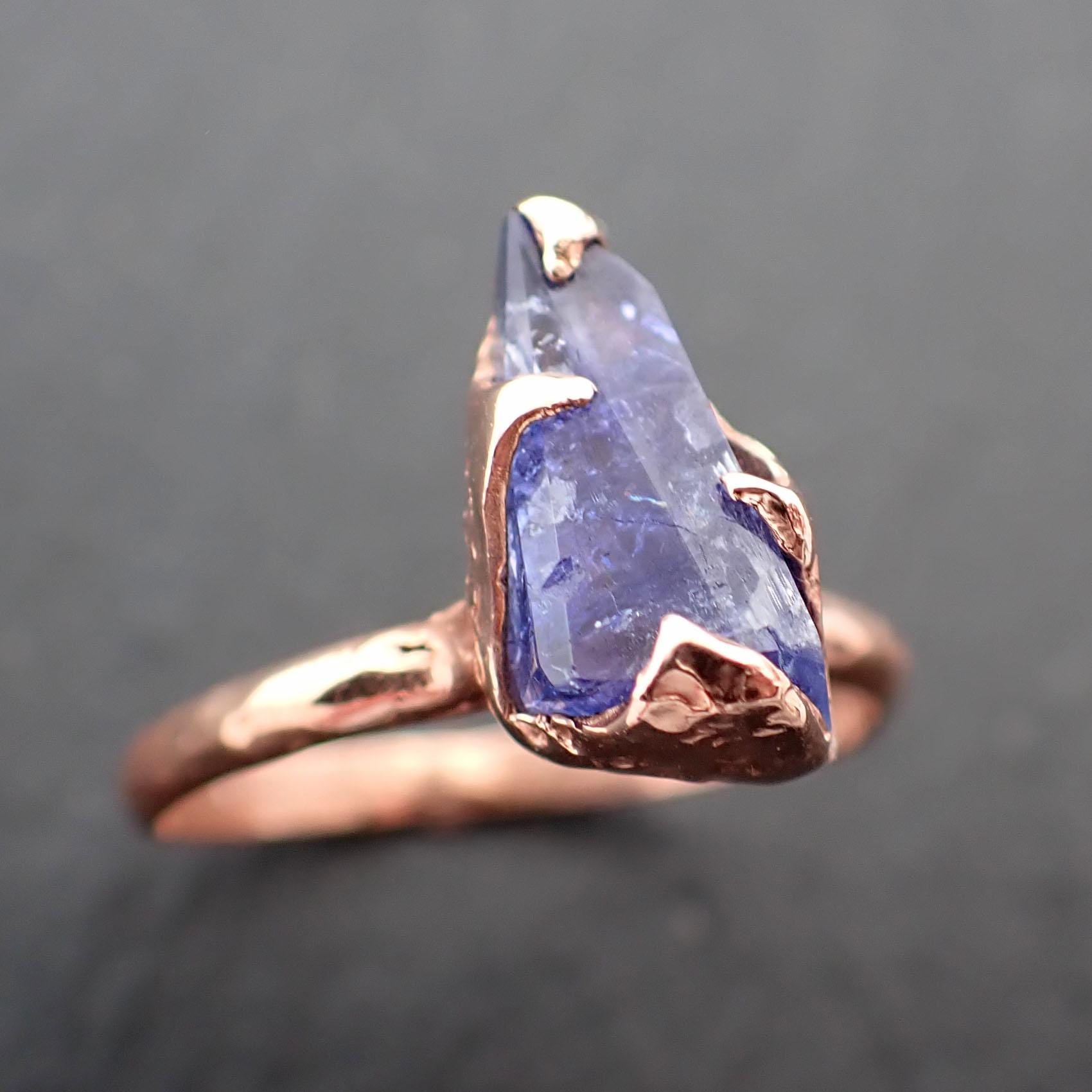 Raw Tanzanite Crystal Solitaire 14k recycled Rose Gold Ring Gemstone cocktail statement byAngeline 3543