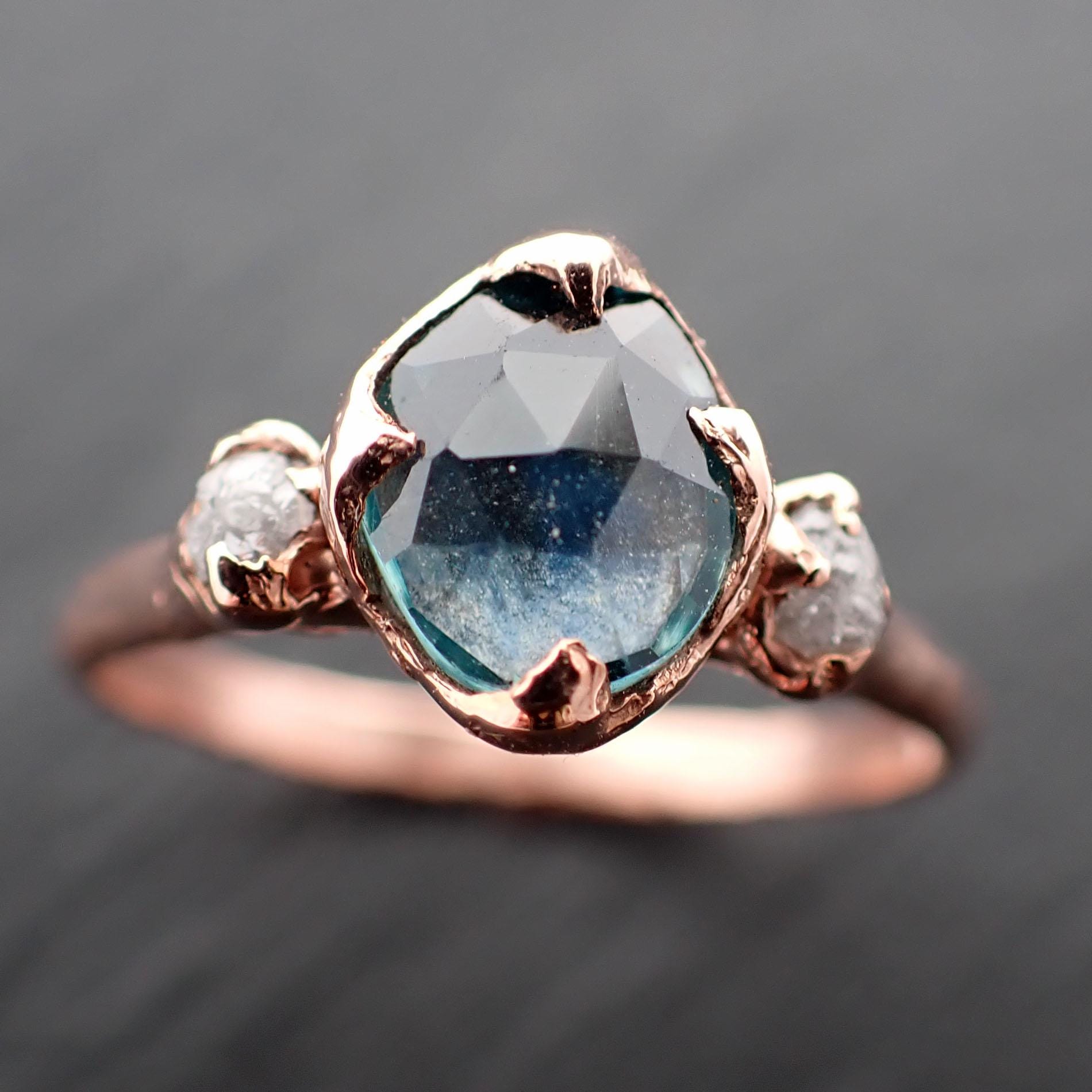 Saved for Berlyn • DO NOT BUY• Blue Montana Sapphire and Diamond Engagement Ring • 14k Rose Gold • Handmade byAngeline 3551