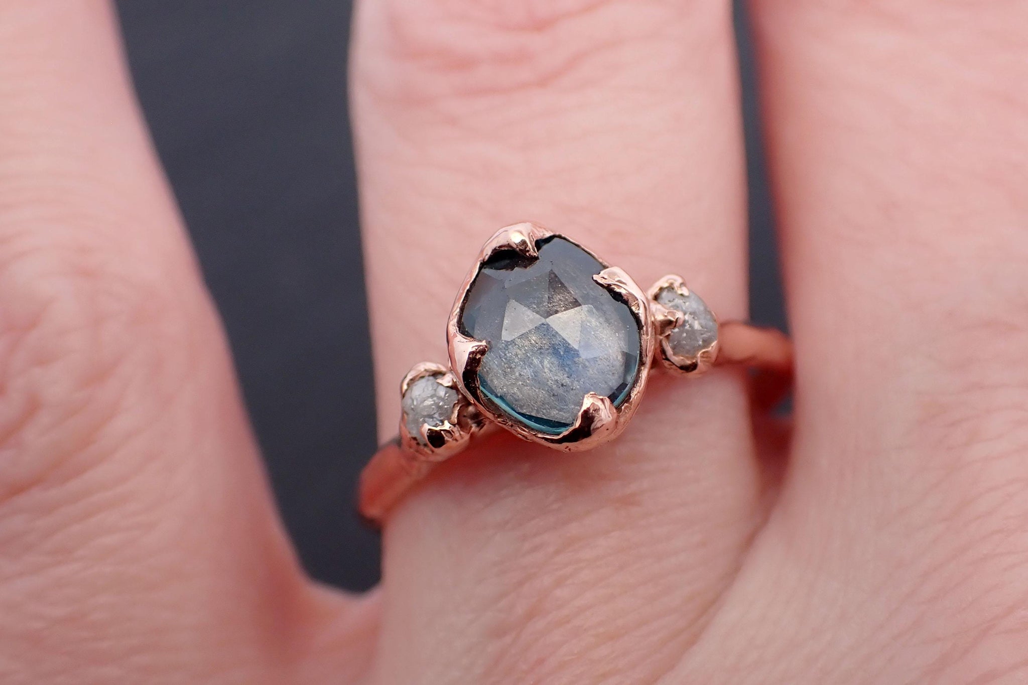 Saved for Berlyn • DO NOT BUY• Blue Montana Sapphire and Diamond Engagement Ring • 14k Rose Gold • Handmade byAngeline 3551